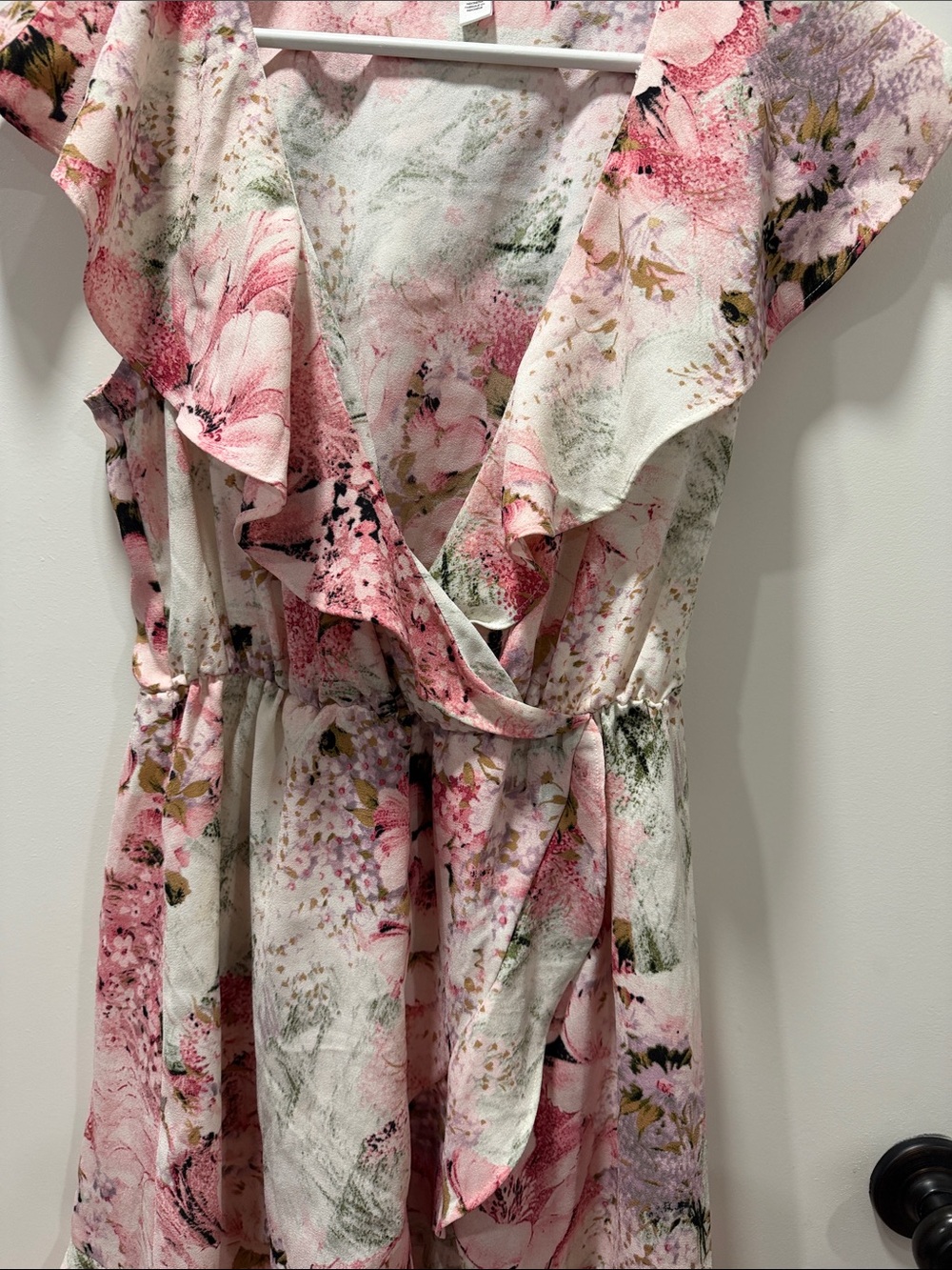 bp Pink Floral Ruffle Wrap Dress